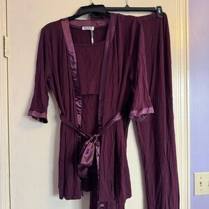 Maternity loungewear set with Nursing top, Robe and adjustable pants
